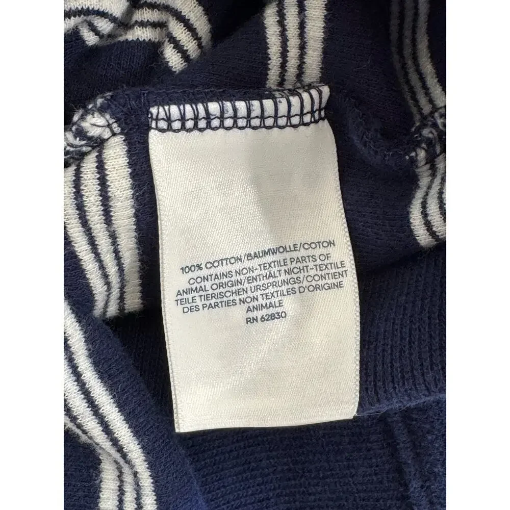 Lands End Sweater size XL TALL, Blue with White stripes, 100% Cotton,lightweight